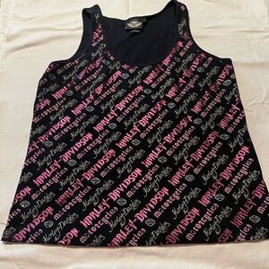 Harley-Davidson Women's Graphic Black and Pink Tank Top